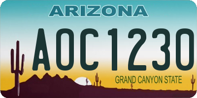 AZ license plate AOC1230