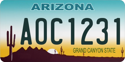 AZ license plate AOC1231