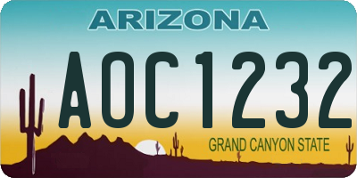 AZ license plate AOC1232