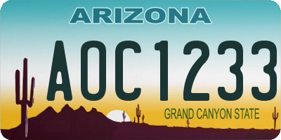AZ license plate AOC1233