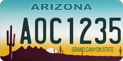 AZ license plate AOC1235