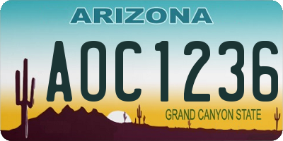 AZ license plate AOC1236