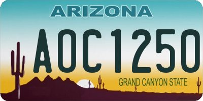 AZ license plate AOC1250