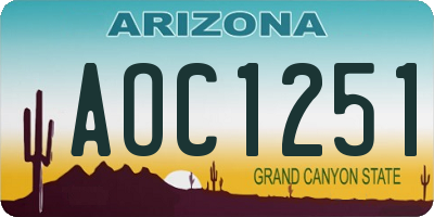 AZ license plate AOC1251