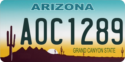 AZ license plate AOC1289