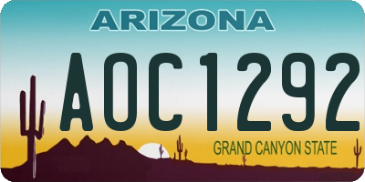 AZ license plate AOC1292