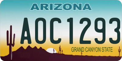 AZ license plate AOC1293