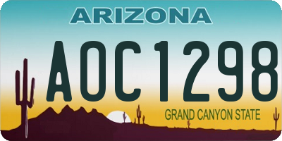AZ license plate AOC1298