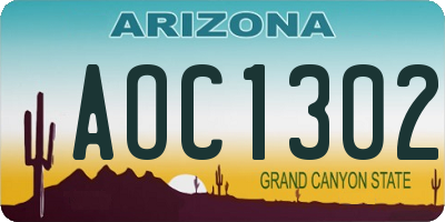 AZ license plate AOC1302