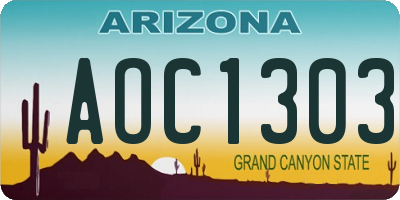 AZ license plate AOC1303