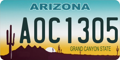 AZ license plate AOC1305