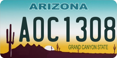 AZ license plate AOC1308