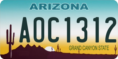 AZ license plate AOC1312