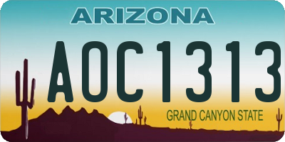 AZ license plate AOC1313