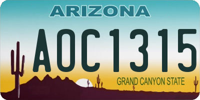 AZ license plate AOC1315