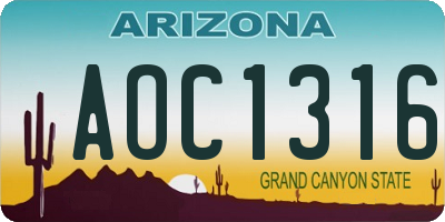 AZ license plate AOC1316