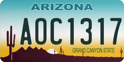 AZ license plate AOC1317