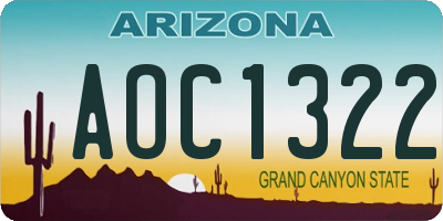 AZ license plate AOC1322