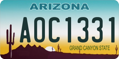 AZ license plate AOC1331
