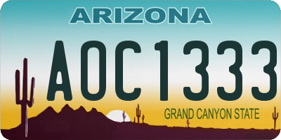 AZ license plate AOC1333