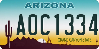 AZ license plate AOC1334