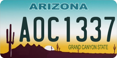 AZ license plate AOC1337
