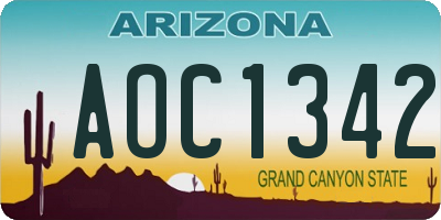 AZ license plate AOC1342