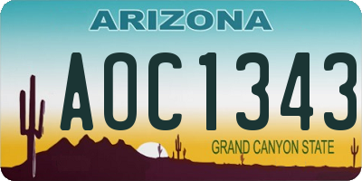 AZ license plate AOC1343