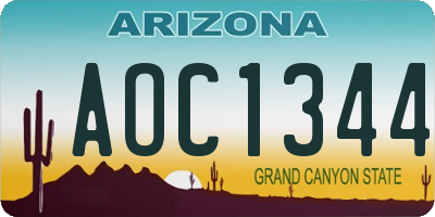 AZ license plate AOC1344