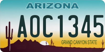 AZ license plate AOC1345