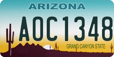 AZ license plate AOC1348