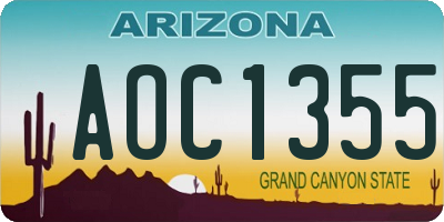 AZ license plate AOC1355