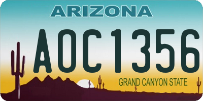 AZ license plate AOC1356