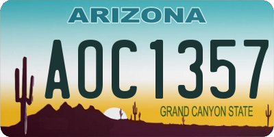AZ license plate AOC1357