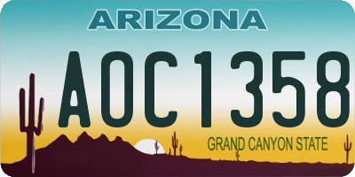 AZ license plate AOC1358