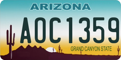 AZ license plate AOC1359
