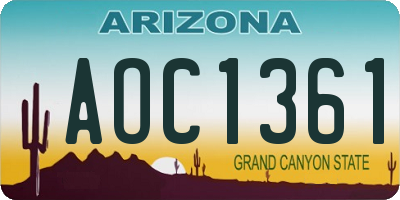 AZ license plate AOC1361