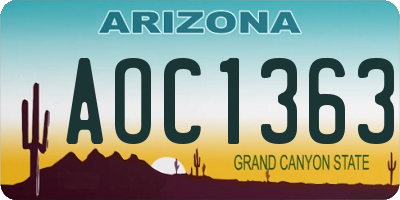 AZ license plate AOC1363