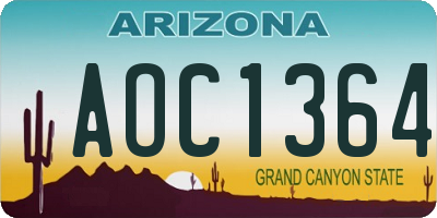 AZ license plate AOC1364