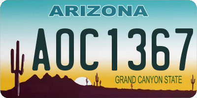 AZ license plate AOC1367