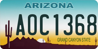 AZ license plate AOC1368