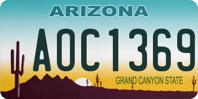 AZ license plate AOC1369