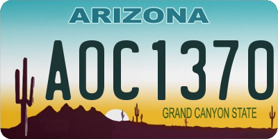 AZ license plate AOC1370