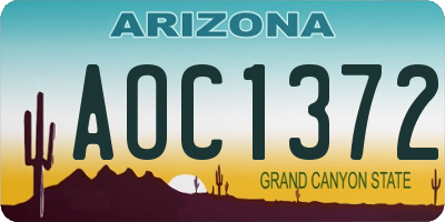 AZ license plate AOC1372