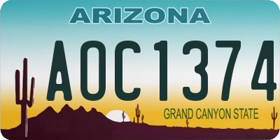 AZ license plate AOC1374