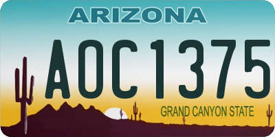AZ license plate AOC1375