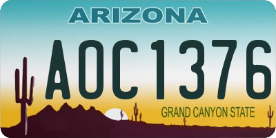 AZ license plate AOC1376