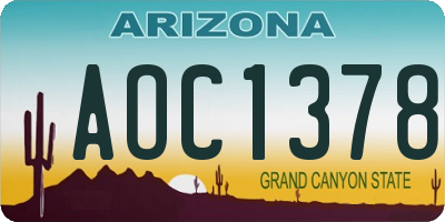 AZ license plate AOC1378