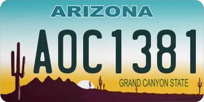 AZ license plate AOC1381