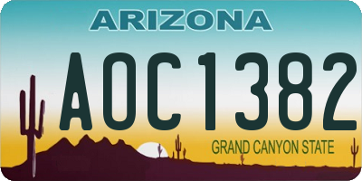 AZ license plate AOC1382
